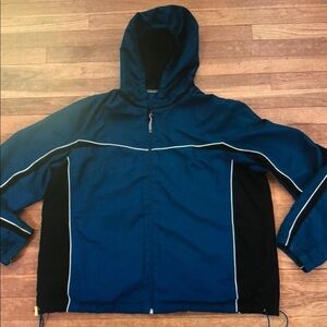 Men's Blue and Black Hooded Jacket